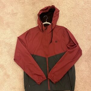 Billabong Men's Red and Dark Gray Windbreaker